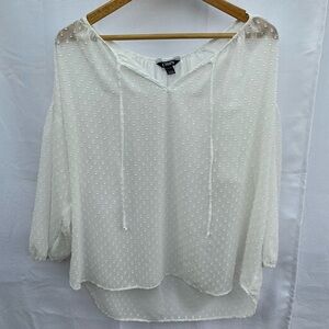 CHAPS Ivory Swiss Dot Sheer Blouse – Romantic Boho Top size XL